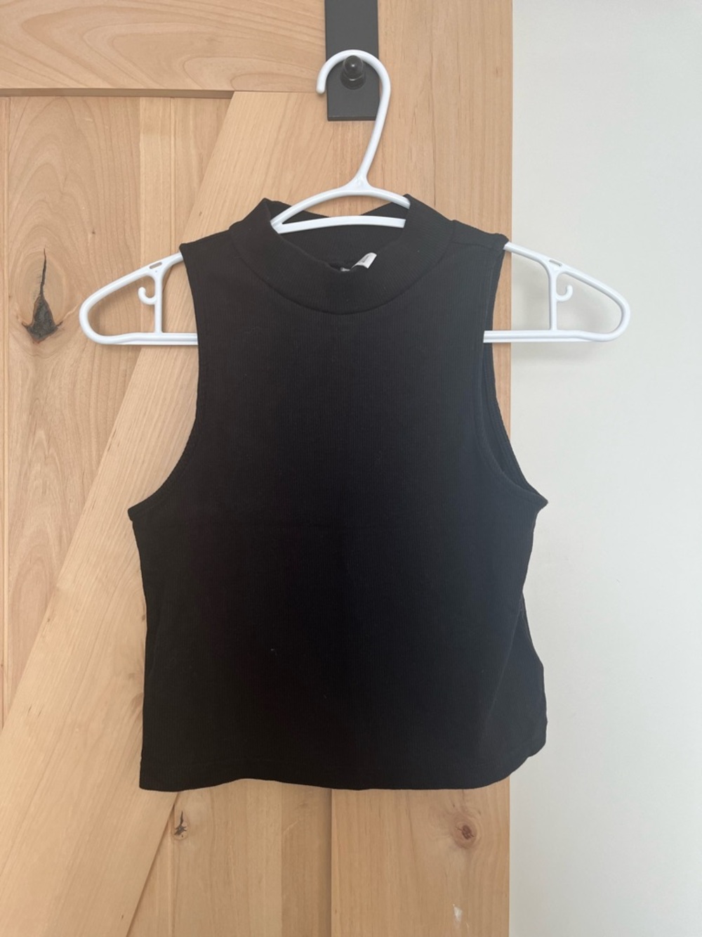 H&M Black Sleeveless Mock Neck Crop Top